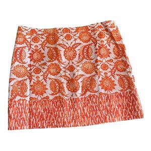 MICHAEL KORS Floral Mini Skirt Pencil Straight Women’s Size 14 Orange & White